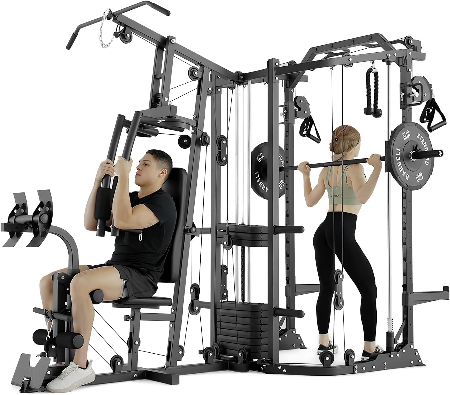 Home Gym One Machine - 듀얼 스테이션 스미스Δ 머신 파워 케이지,