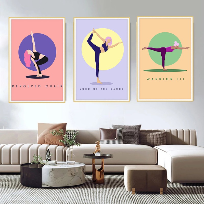 현대 추상 요가 포즈 포스터 다채로운 보디 빌딩 캔버스 - Home Gym Yoga Room 리뷰 및 가격