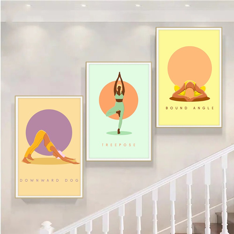 현대 추상 요가 포즈 포스터 다채로운 보디 빌딩 캔버스 - Home Gym Yoga Room 리뷰 및 가격