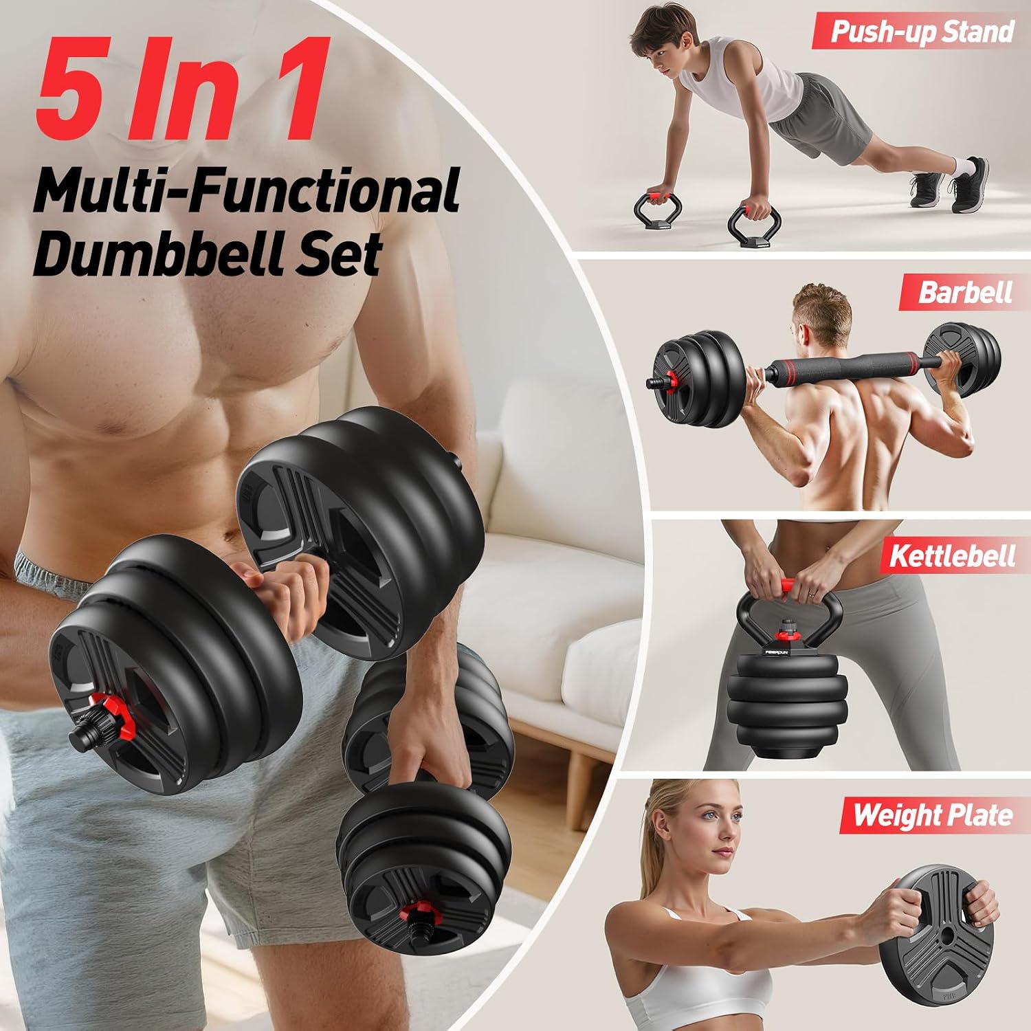 조절 가능한 덤벨 세트, 55lbs 무게의 프리 웨이트 - Home Gym Used 리뷰 및 가격