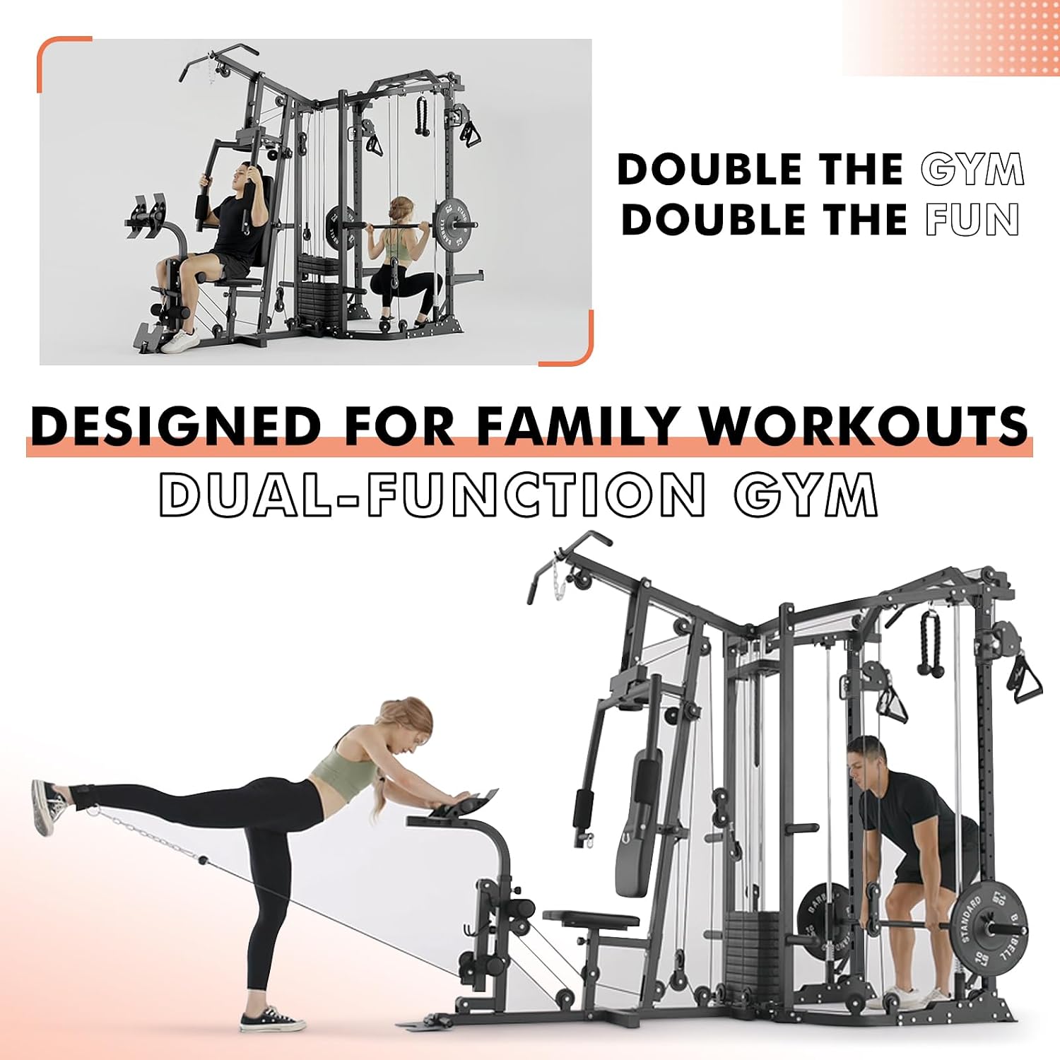 듀얼 스테이션 스미스Δ 머신 파워 케이지, 121파운드 - Home Gym One Machine 리뷰 및 가격