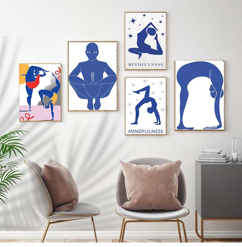 홈 운동 체육관 요가 포즈 추상 포스터 벽 예술 미니멀 - Home Gym Yoga Room 리뷰 및 가격