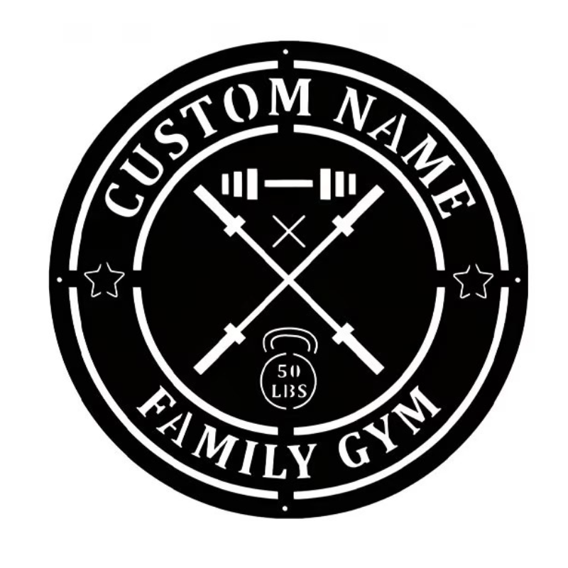 맞춤형 헬스장 금속 간판 (바벨 & 덤벨 실루엣 포함) - Home Gym Names 리뷰 및 가격